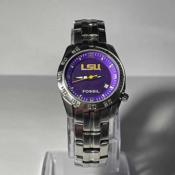 LSU Tigers NCAA Stainless-Steel Women's Watch by Fossil NEW - Picture 2 of 7